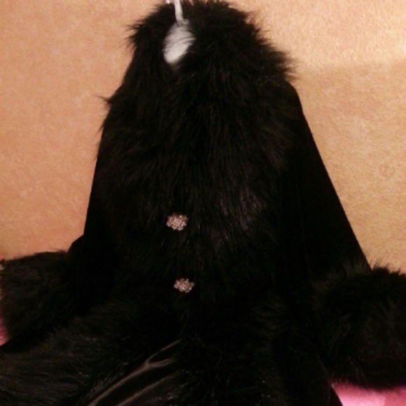 Custom Order Black Velvet Faux Fox Fur Maxicoat - Picture 3 of 7